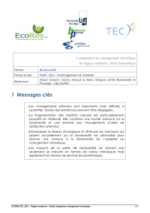 L’adaptation au changement climatique en région wallonne : Fiche thématique  Biodiversité