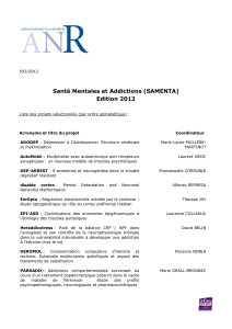 Santé Mentales et Addictions (SAMENTA) Edition 2012