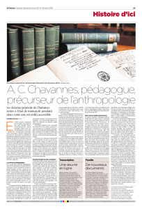 A. C. Chavannes, pédagogue, précurseur de l’anthropologie Histoire d’ici