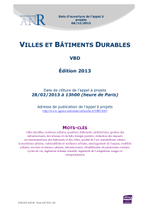 Texte de l'appel à projets Villes et Bâtiments Durables 2013