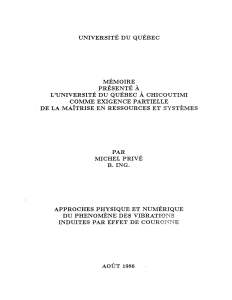 UNIVERSITE DU QUEBEC MEMOIRE PRÉSENTÉ À L'UNIVERSITÉ DU QUÉBEC À CHICOUTIMI