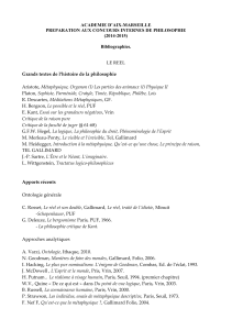 ACADEMIE D’AIX-MARSEILLE PREPARATION AUX CONCOURS INTERNES DE PHILOSOPHIE (2014-2015) Bibliographies.