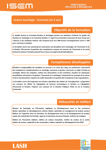 Objectifs de la formation Licence Sociologie - Economie (en 3 ans)