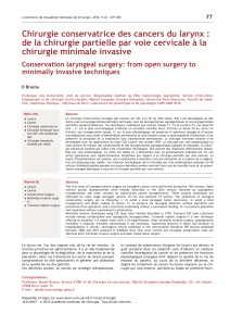 Chirurgie conservatrice des cancers du larynx : chirurgie minimale invasive
