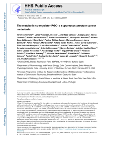 The metabolic co-regulator PGC1 suppresses prostate cancer metastasis α