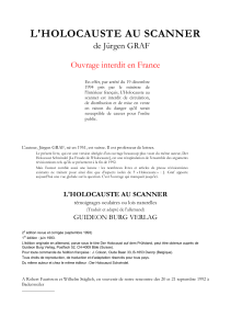 L'HOLOCAUSTE AU SCANNER de Jürgen GRAF Ouvrage interdit en France