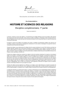 HISTOIRE ET SCIENCES DES RELIGIONS Discipline complémentaire, 1 partie