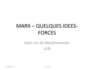 MARX – QUELQUES IDEES- FORCES Jean Luc de Meulemeester ULB