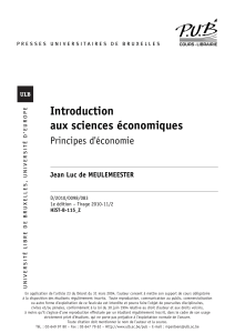 Introduction aux sciences économiques Principes d'économie Jean Luc de MEULEMEESTER