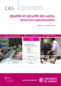 CAS Qualité et sécurité des soins: dimensions opérationnelles
