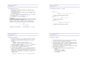 Probl`emes de d´ecision Probl`emes de d´ecision : exemples