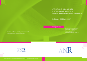 COLLOQUE BILAN PNRA - PROGRAMME NATIONAL DE RECHERCHE EN ALIMENTATION