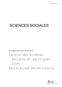 Faculté des sciences sociales et politiques (SSP) Baccalauréat universitaire