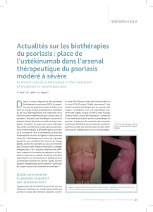 Actualités sur les biothérapies du psoriasis : place de l’ustékinumab dans l’arsenal