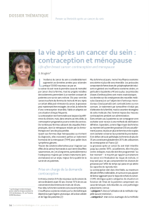 L la vie après un cancer du sein : contraception et ménopause