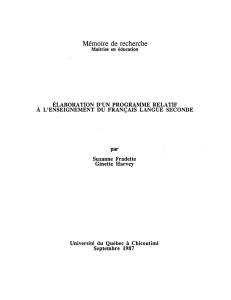 Mémoire de recherche