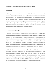 CHAPITRE I : PRESENTATION GENERALE DE L&rsquo;ALGERIE  Introduction