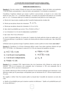 2 Année LMD– FSEGC- Université de Mouloud Mâamri de Tizi Ouzou-... Chapitre 1- Concepts de base du calcul des probabilités - ...