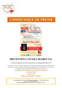 COMMUNIQUE DE PRESSE PREVENTION CANCER COLORECTAL