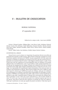 V – BULLETIN DE L’ASSOCIATION BUREAU NATIONAL 27 septembre 2014