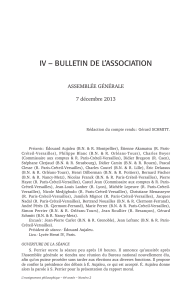 IV – BULLETIN DE L’ASSOCIATION ASSEMBLÉE GÉNÉRALE 7 décembre 2013