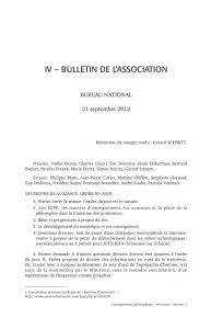 IV – BULLETIN DE L’ASSOCIATION BUREAU NATIONAL 21 septembre 2013