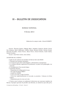 III – BULLETIN DE L’ASSOCIATION BUREAU NATIONAL 9 février 2013