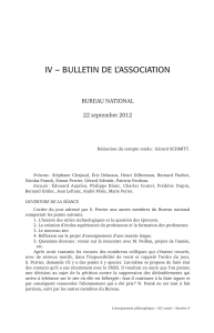IV – BULLETIN DE L’ASSOCIATION BUREAU NATIONAL 22 septembre 2012