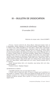 III – BULLETIN DE L’ASSOCIATION ASSEMBLÉE GÉNÉRALE 19 novembre 2011