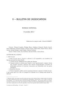 V – BULLETIN DE L’ASSOCIATION BUREAU NATIONAL 8 octobre 2011