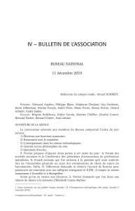 IV – BULLETIN DE L’ASSOCIATION BUREAU NATIONAL 11 décembre 2010