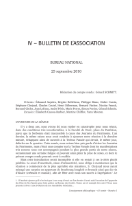 IV – BULLETIN DE L’ASSOCIATION BUREAU NATIONAL 25 septembre 2010