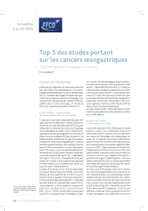 Top 5 des études portant sur les cancers œsogastriques Actualités à la 25