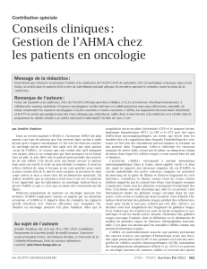 Conseils cliniques : Gestion de l’AHMA chez les patients en oncologie Contribution spéciale