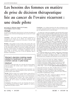 Les besoins des femmes en matière de prise de décision thérapeutique