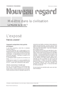 Nouveau regard L’exposé Mal-être dans la civilisation La Bourse ou la vie ?