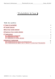 Probabilités de base Table des matières
