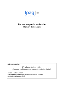 Formation par la recherche Mémoire de recherche L’évolution des jeux vidéo :