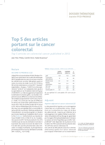 Top 5 des articles portant sur le cancer colorectal DOSSIER THÉMATIQUE