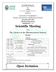 Scientific Meeting The Clusters in the Pharmaceutical Industry Sector &amp;