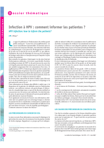 L Infection à HPV : comment informer les patientes ? D
