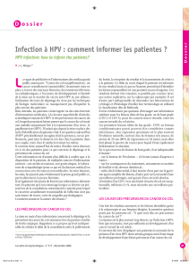 L Infection à HPV : comment informer les patientes ? D