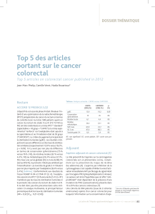 Top 5 des articles portant sur le cancer colorectal DOSSIER THÉMATIQUE