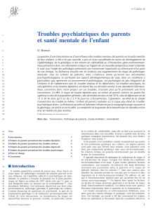 Troubles psychiatriques des parents et santé mentale de l’enfant O. Bonnot
