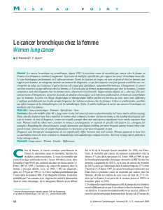 Le cancer bronchique chez la femme Women lung cancer M