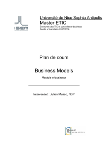 Business Models Master ETIC Plan de cours Université de Nice Sophia Antipolis