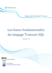 Les bases fondamentales du langage Transact SQL Version 1.0