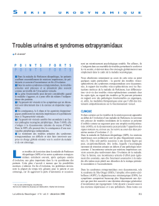 Troubles urinaires et syndromes extrapyramidaux S