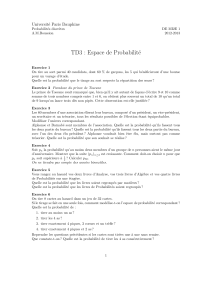 TD3 : Espace de Probabilité Université Paris Dauphine