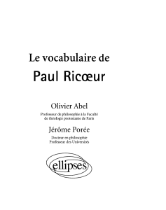 Paul  Ricœur Le vocabulaire de Olivier Abel Jérôme Porée